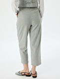 Yüksek Bel Kumaş Pantolon Mom Fit Cepli 