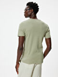 Basic Tişört Slim Fit Dokulu Kısa Kollu