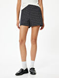 Puantiyeli Mini Şort Yüksek Bel Slim Fit 