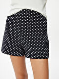 Puantiyeli Mini Şort Yüksek Bel Slim Fit 