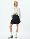 Lastik Detaylı Mini Pileli Etek