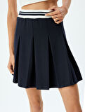 Lastik Detaylı Mini Pileli Etek