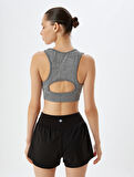 Sporcu Sütyeni U Yaka Slim Fit Sırt Detaylı Kırçıllı