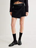 Asimetrik Kruvaze Mini Şort Etek Standart Bel