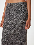 Leopar Desenli Tül Midi Etek Standart Bel
