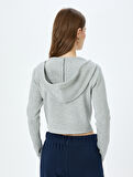 Kapüşonlu Fermuarlı Crop Sweatshirt