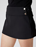 Mini Şort Etek Düşük Bel Slim Fit Düğme Detaylı