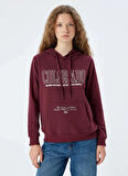 Koton Kapüşon Yaka Bordo Kadın Sweatshırt 5WAL10436IK
