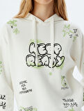 Kapüşonlu Sweatshirt Slogan Baskılı Rahat Kalıp