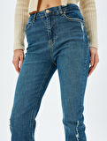 İspanyol Paça Kot Pantolon Yıpratılmış Yüksek Bel Slim Fit - Flare Jeans