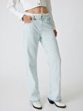 Düz Paça Çift Bel Detaylı Pamuklu Kot Pantolon - Straight Jean