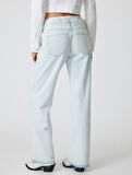 Düz Paça Çift Bel Detaylı Pamuklu Kot Pantolon - Straight Jean