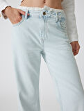 Düz Paça Çift Bel Detaylı Pamuklu Kot Pantolon - Straight Jean