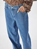 Düz Paça Çift Bel Detaylı Pamuklu Kot Pantolon - Straight Jean