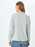 Modal Kumaş Uzun Kollu Polo Yaka Sweatshirt 