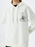 Arkası Baskılı Kapüşonlu Sweatshirt Oversize Şardonlu