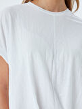 Düşük Omuz Kısa Kollu Bluz Rahat Kalıp Yuvarlak Yaka