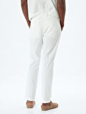 Chino Pantolon Cep Detaylı Beli Bağcıklı Pamuklu