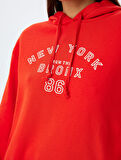 Kapşonlu Sweatshirt Şehir Baskılı Uzun Kollu 