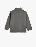 Sweatshirt Dik Yaka Uzun Kollu Kış Temalı Baskı Detaylı Şardonlu