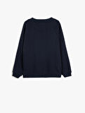 Fermuarlı Sweatshirt V Yaka Uzun Kollu