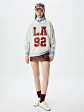 Polo Yaka Kolej Baskılı Uzun Kollu Sweatshirt