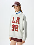 Polo Yaka Kolej Baskılı Uzun Kollu Sweatshirt