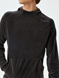 Spor Sweatshirt Boxy Kapşonlu Polar Kalın Kumaşlı Fermuar Detaylı Kanguru Cepli