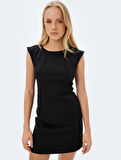 Kolsuz Mini Elbise Yuvarlak Yaka 