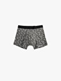 Boxer Seti 3'lü Slim Fit Palmiye Baskılı Pamuk Karışımlı
