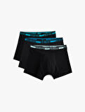 3'lü Boxer Seti Slim Fit Slogan Baskılı Pamuklu