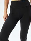 Spor Tayt Yüksek Bel Yumuşak Tuşe Slim Fit İnterlok