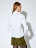 Poplin Gömlek Önden Çift Pens Detaylı Uzun Kolluk Pamuklu