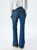 İspanyol Paça Normal Bel Skinny Fit Düğmeli Kot Pantolon - Flare Jean