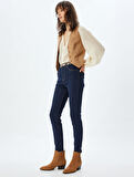 Yüksek Bel Kot Pantolon Düğmeli Dar Kalıp - Skinny Push Up Fit Jean