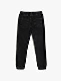 Kot Pantolon Jogger Beli Lastikli Cepli Pamuklu - Jegging Jean