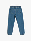Kot Pantolon Jogger Beli Lastikli Cepli Pamuklu - Jegging Jean
