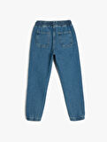 Kot Pantolon Jogger Beli Lastikli Cepli Pamuklu - Jegging Jean