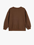 Zımba Detaylı Sweatshirt Uzun Kollu Bisiklet Yaka Şardonlu