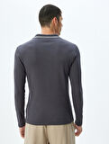 Slim Fit Tişört Uzun Kollu V Yaka Polo Pamuklu