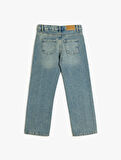 Kot Pantolon Düz Paça Cepli Pamuklu- Straight Jean