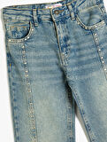 Kot Pantolon Düz Paça Cepli Pamuklu- Straight Jean