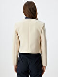 Crop Ceket Yakasız Düğmeli Slim Fit Uzun Kollu 