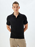 Triko Kazak Polo Yaka Basic Kısa Kollu Dokulu Pamuklu