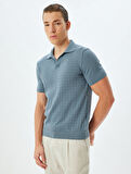 Triko Kazak Kısa Kollu Basic Polo V Yaka Örgü Dokulu Pamuklu