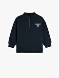 Sweatshirt Dik Yaka Yarım Fermuarlı Uzun Kollu