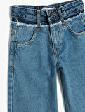 Kot Pantolon Geniş Paça Cepli Pamuklu - Wide Leg Jean