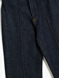 Kot Pantolon Düz Paça Cepli Pamuklu- Straight Jean
