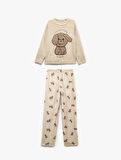 Köpek Desenli Peluş Polar Pijama Takımı