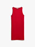 Kaşkorse Yuvarlak Yaka Kolsuz Mini Kalem Bodycon Kalem Elbise